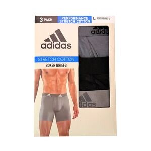 adidas Performance Stretch Cotton Boxer Brief 3-pack (Grey/Blk.)Size L~NWT